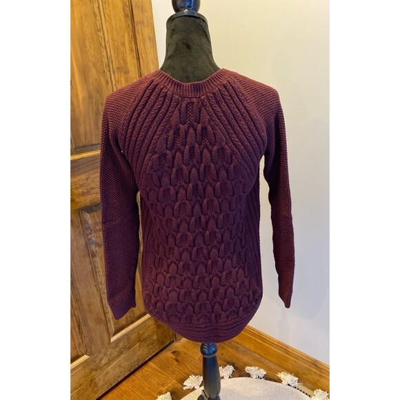 Jones New York Sweater Intricate Knit Design Burgundy Rounded Bottom Medium - Picture 2 of 11